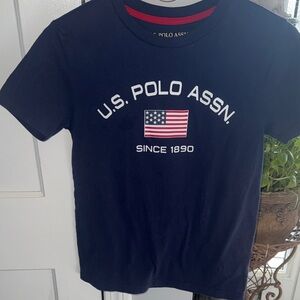 U.S. Polo Assn. Navy Short Sleeve Tee with Flag Graphic boys Large 10-12
